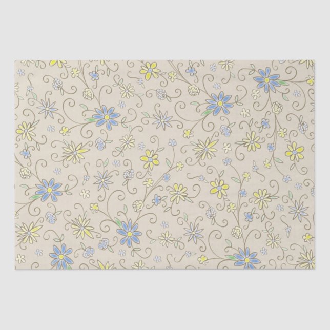 Cowboy Baby Shower Country Western Blue Boy Tissue Paper (Front)