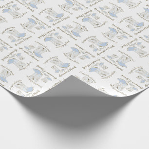 Cowboy Baby Shower Country Western Blue Boy Wrapping Paper