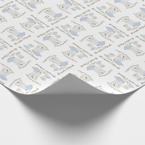 Cowboy Baby Shower Country Western Blue Boy Wrapping Paper