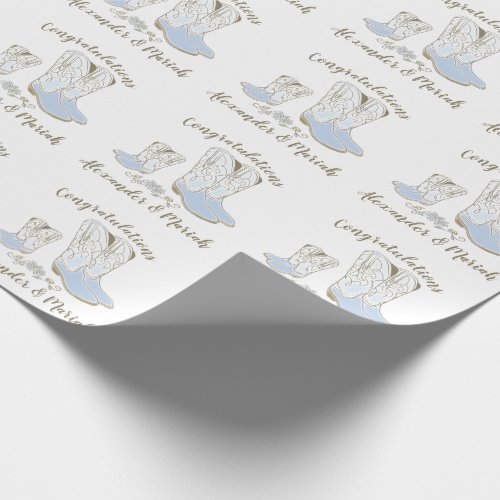 Cowboy Baby Shower Country Western Blue Boy Wrapping Paper