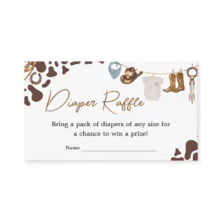 Cowboy Baby Shower Diaper Raffle Enclosure Card Cowboy Baby Shower Diaper Raffle Enclosure Card