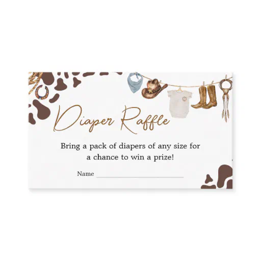 Cowboy Baby Shower Diaper Raffle Enclosure Card