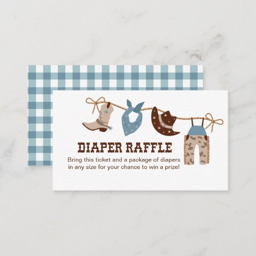 Cowboy Baby Shower Diaper Raffle Enclosure Card