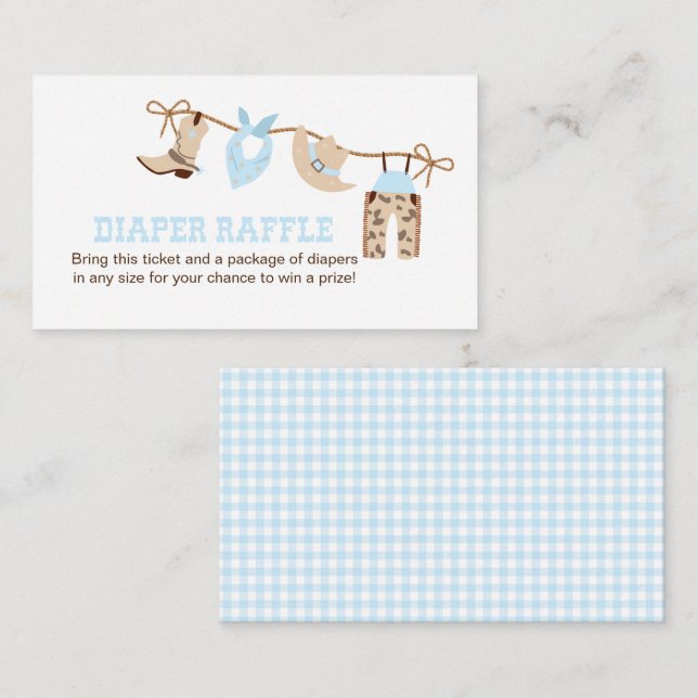 Cowboy Baby Shower Diaper Raffle Enclosure  Card (Front/Back)