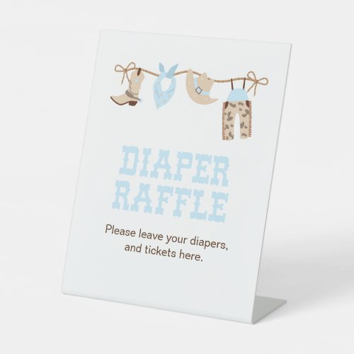 Cowboy Baby Shower Diaper Raffle Pedestal Sign