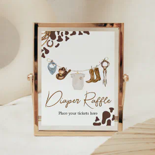 Cowboy Baby Shower Diaper Raffle Poster