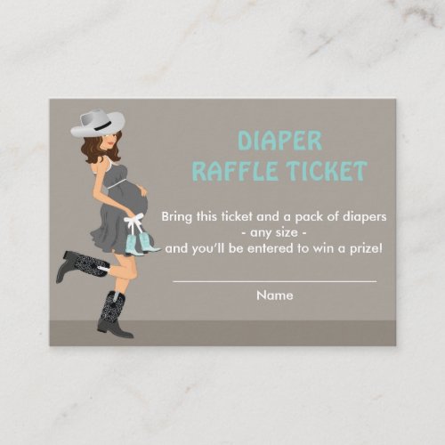 Cowboy Baby Shower Diaper Raffle Ticket _ Brunette Enclosure Card