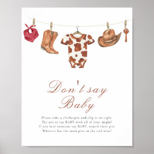 Cowboy baby shower - Don't say baby Poster