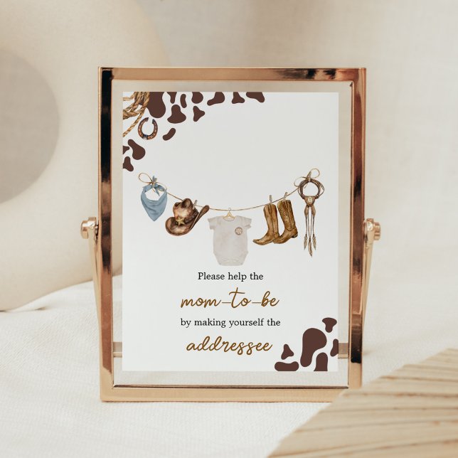 Cowboy Baby Shower Envelope Station Poster (Wild West Rodeo Baby Shower Envelope Station Sign)