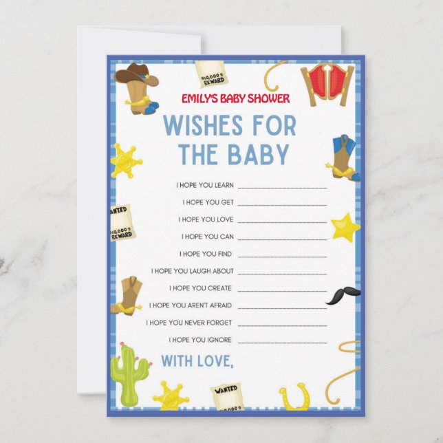 Cowboy Baby Shower Game - 5x7 size Invitation (Front)