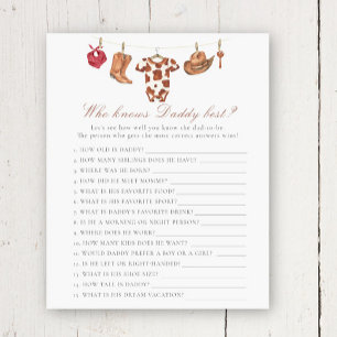 Cowboy baby shower - Game Who knows daddy best