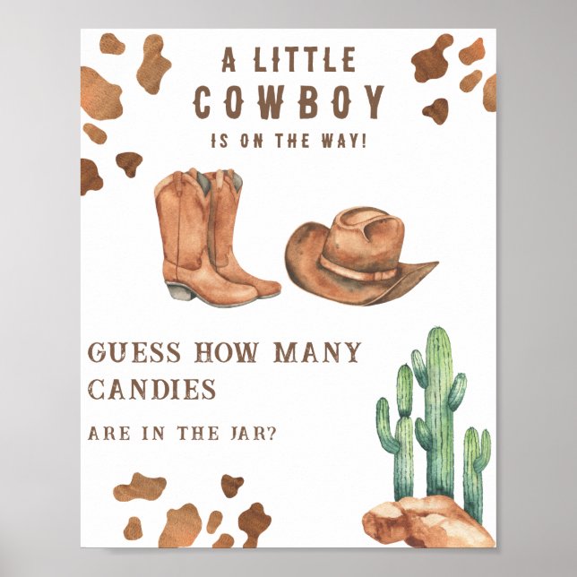 Cowboy baby shower Guess how many candies Poster (Front)