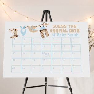Cowboy Baby Shower guess the arrival date Foam Board