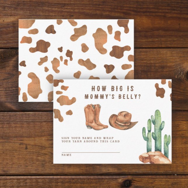 Cowboy Baby shower How big is mommy's belly Enclosure Card (Creator Uploaded)