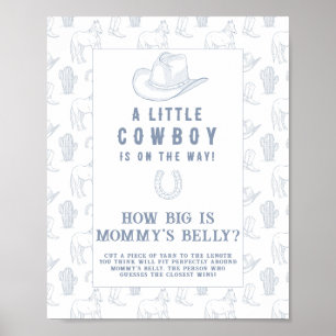 Cowboy baby shower How big is mommy's belly game Poster
