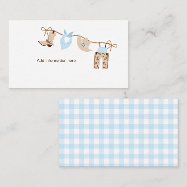 Cowboy Baby Shower information Enclosure  Card (Front/Back)