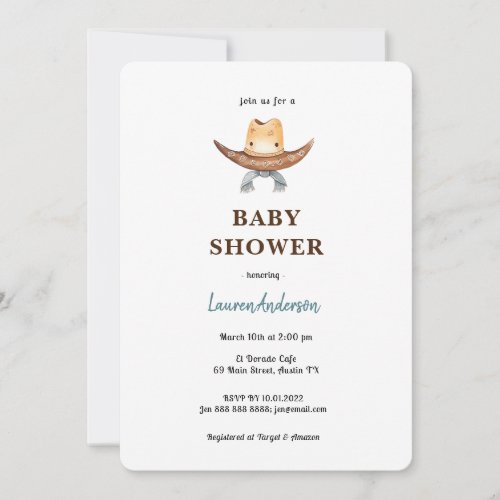Cowboy Baby Shower Invitation