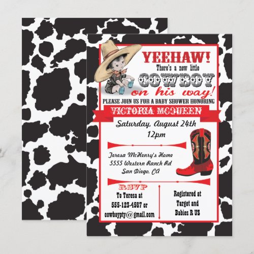 Cowboy Baby Shower Invitation