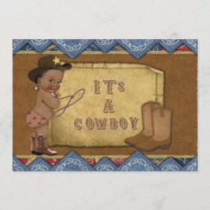 Cowboy Baby Shower Invitation African American