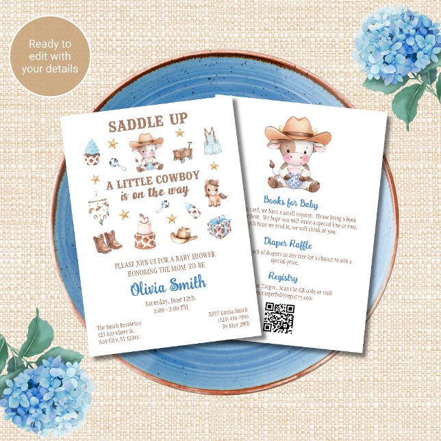 Cowboy Baby Shower Invitation All in One QR Code (Creator Uploaded)
