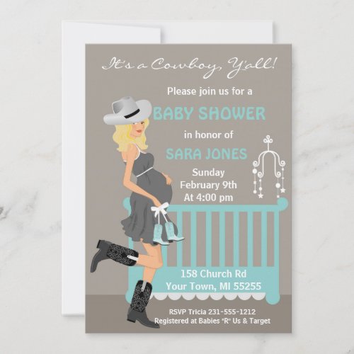 Cowboy Baby Shower Invitation _ Blonde Western