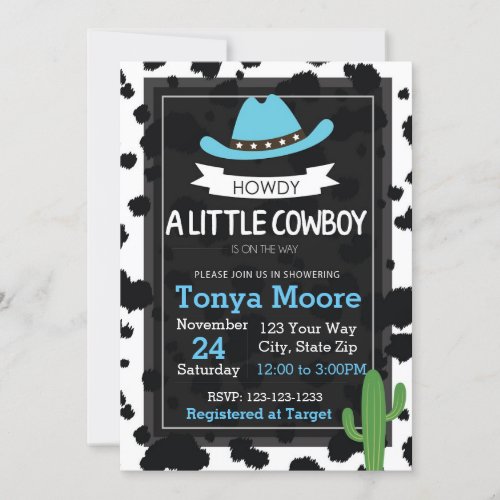 Cowboy Baby Shower Invitation blue