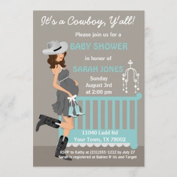 Cowboy Baby Shower Invitation - Brunette Western by AnnounceIt at Zazzle