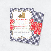 Cowboy Baby Shower Invitation Navy and Red Paisley