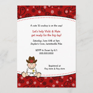 Cowboy Baby Shower Invitation Red Bandana