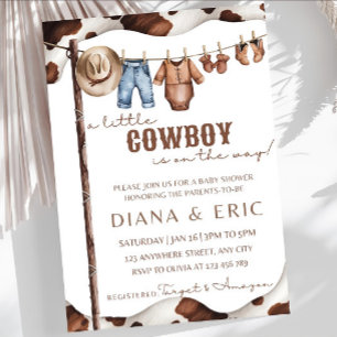 Cowboy Baby Shower Invitation Template, A Little 