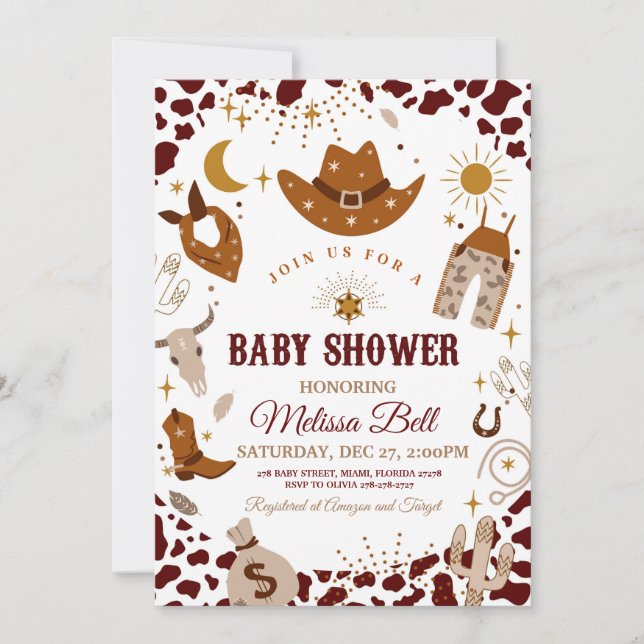 Cowboy Baby Shower invitation Wild West Invitation (Front)