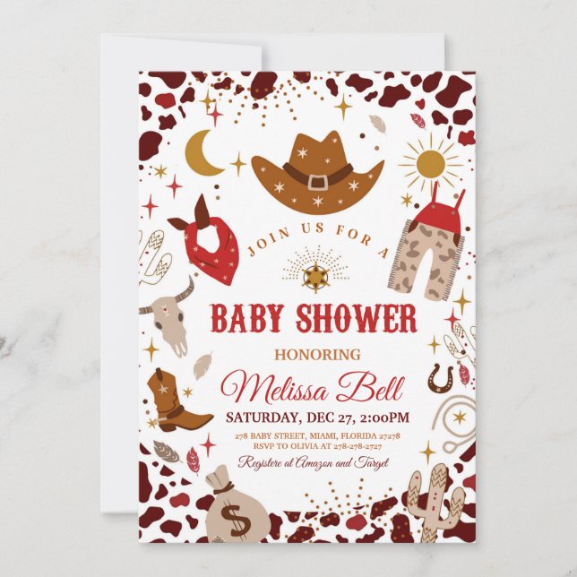 Cowboy Baby Shower invitation Wild West Invitation (Front)