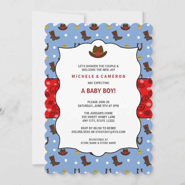 Cowboy Baby Shower Invite WESTERN / birthday party (Front)