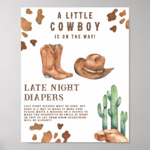 Cowboy baby shower Late night diapers game Poster