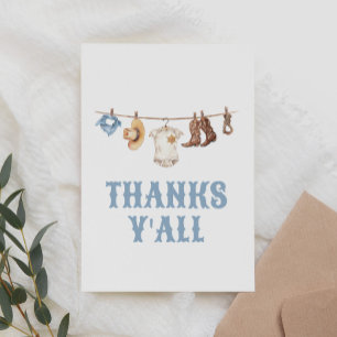Cowboy Baby Shower Letterpress Thank You Card