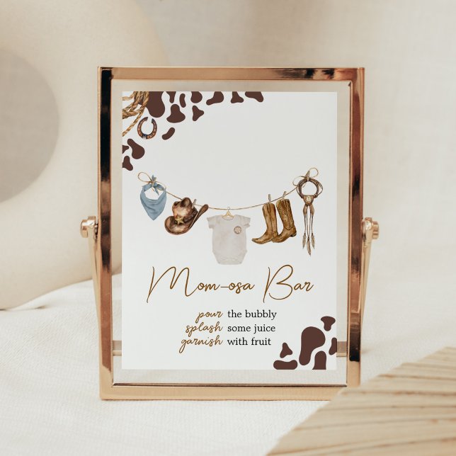 Cowboy Baby Shower Mom Osa Bar Poster (Wild West Rodeo Baby Shower Mom Osa Bar Sign)