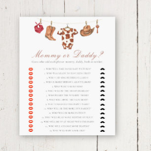 Cowboy baby shower - mommy or daddy game