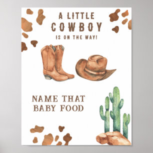Cowboy baby shower Name that baby food Poster