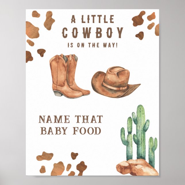 Cowboy baby shower Name that baby food Poster (Front)