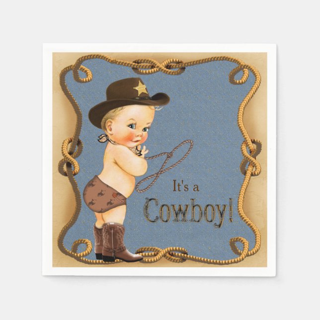 Cowboy Baby Shower Paper Napkins (Front)