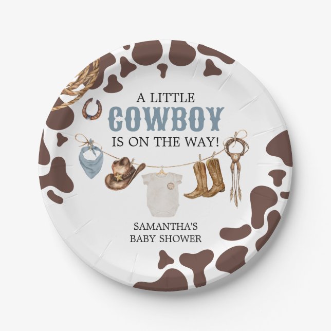 Cowboy Baby Shower  Paper Plates (Front)
