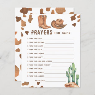 Cowboy baby shower - Party game   prayers for baby