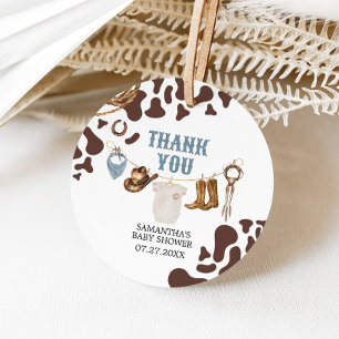 Cowboy Baby Shower Round Favor Tags