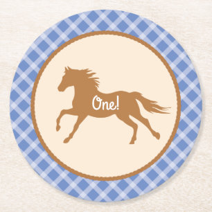 Cowboy Baby Shower Round Paper Coaster