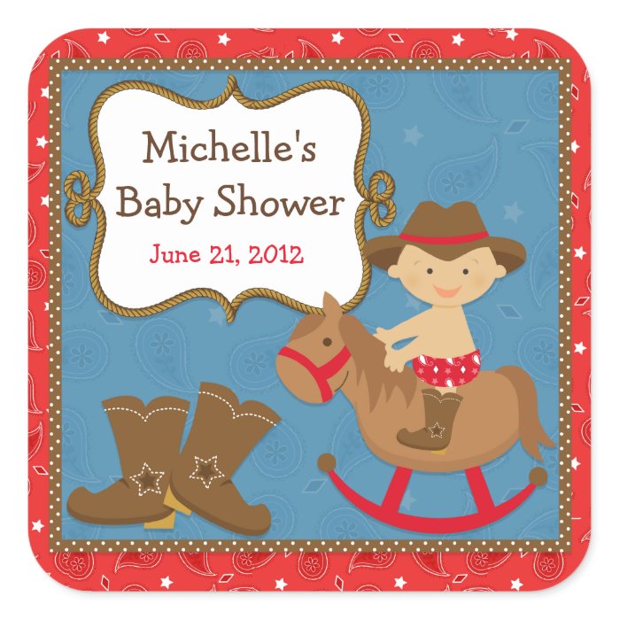 Cowboy Baby Shower Sticker