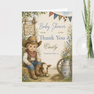 Cowboy Baby Shower Thank You Card