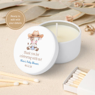 Cowboy Baby Shower Theme Mini Soy Candle Favors