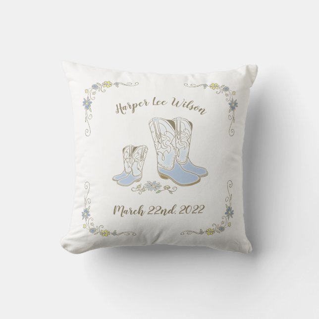 Cowboy Baby Shower Throw Pillow (Front)