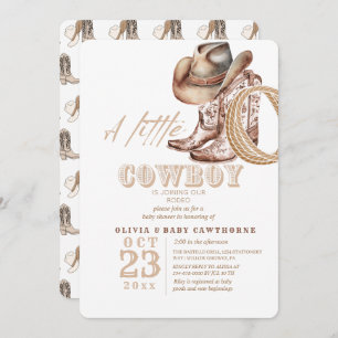 Cowboy Baby Shower Watercolor Rustic Invitation