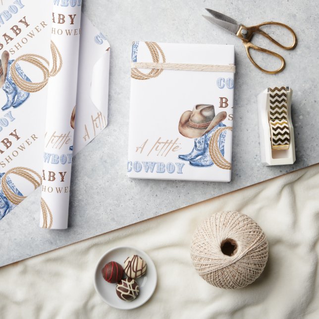 Cowboy Baby Shower Watercolor Rustic Wrapping Paper (Crafts)